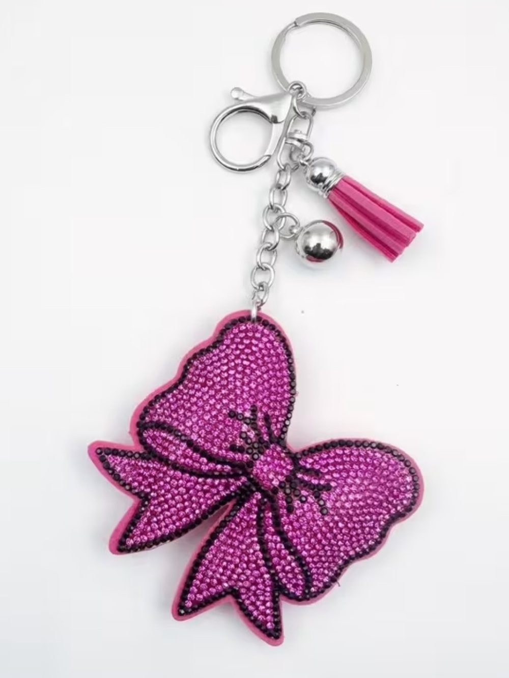 Pink Bow rhinestone purse charm/ keychain!